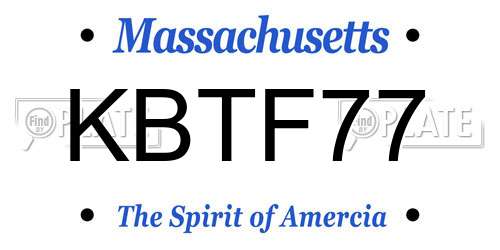 KBTF77 Massachusetts License Plate