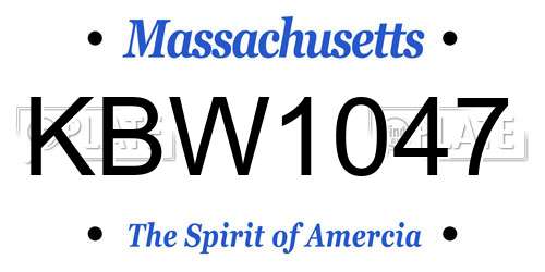 KBW1047 Massachusetts License Plate