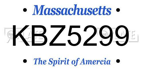 KBZ5299 Massachusetts License Plate