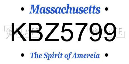 KBZ5799 Massachusetts License Plate
