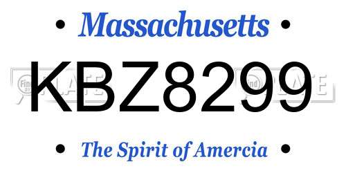KBZ8299 Massachusetts License Plate