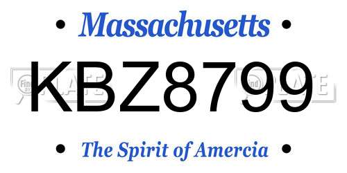 KBZ8799 Massachusetts License Plate