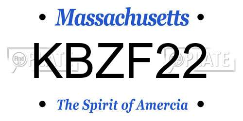 KBZF22 Massachusetts License Plate