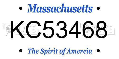 KC53468 Massachusetts License Plate