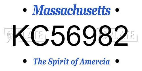 KC56982 Massachusetts License Plate