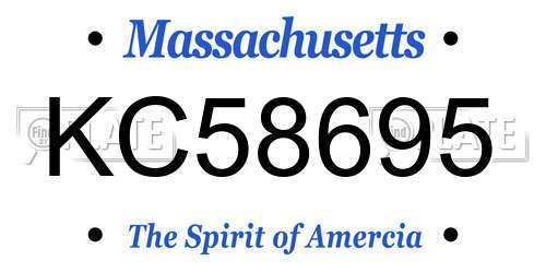 KC58695 Massachusetts License Plate