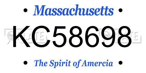 KC58698 Massachusetts License Plate