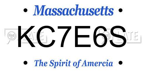 KC7E6S Massachusetts License Plate