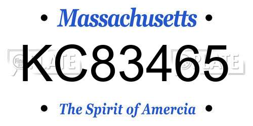 KC83465 Massachusetts License Plate