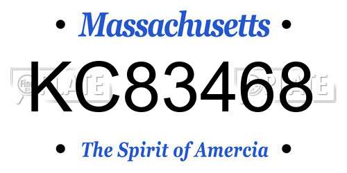 KC83468 Massachusetts License Plate