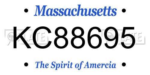 KC88695 Massachusetts License Plate