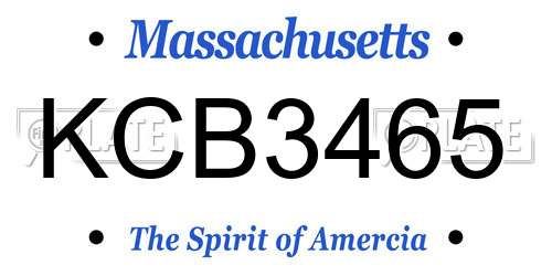 KCB3465 Massachusetts License Plate