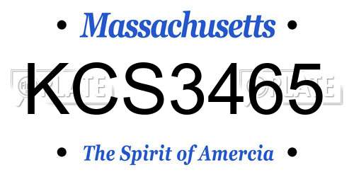 KCS3465 Massachusetts License Plate