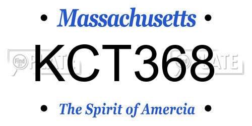 KCT368 Massachusetts License Plate
