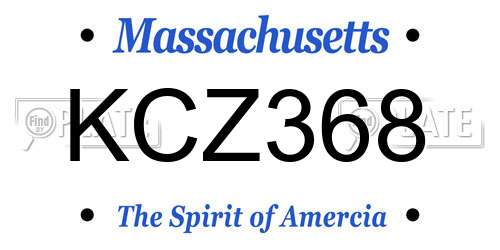 KCZ368 Massachusetts License Plate