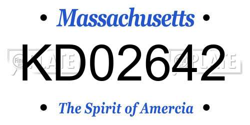 KD02642 Massachusetts License Plate