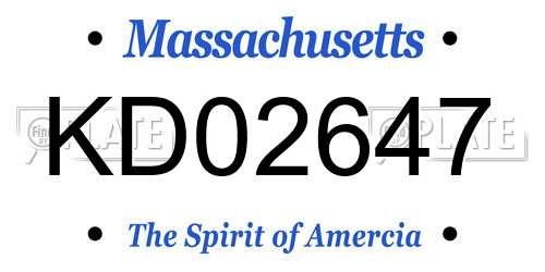 KD02647 Massachusetts License Plate