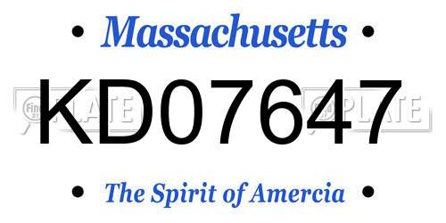 KD07647 Massachusetts License Plate