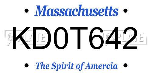 KD0T642 Massachusetts License Plate