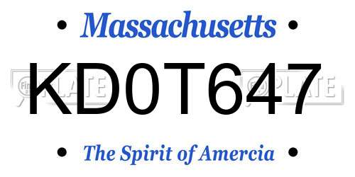 KD0T647 Massachusetts License Plate