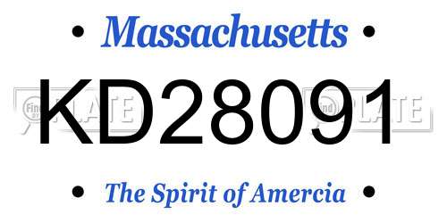 KD28091 Massachusetts License Plate