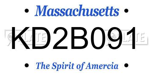 KD2B091 Massachusetts License Plate