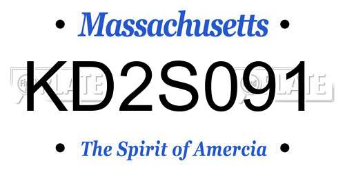 KD2S091 Massachusetts License Plate