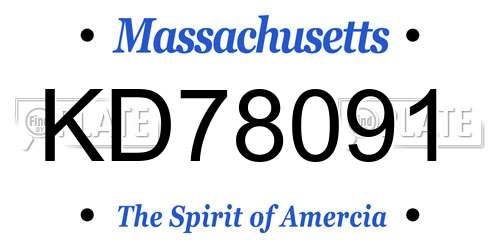 KD78091 Massachusetts License Plate