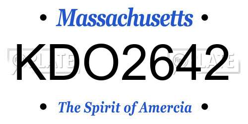 KDO2642 Massachusetts License Plate