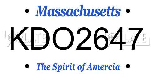 KDO2647 Massachusetts License Plate