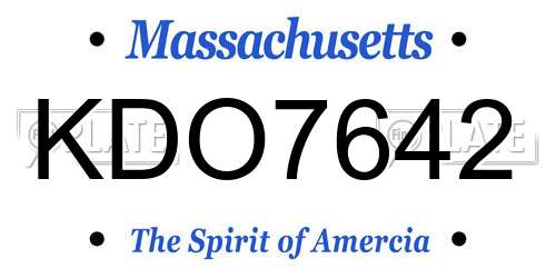 KDO7642 Massachusetts License Plate