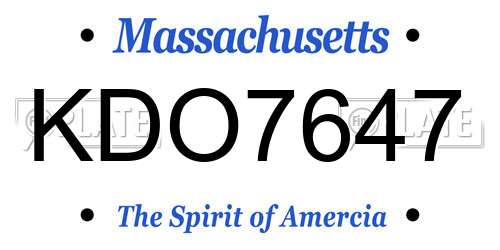KDO7647 Massachusetts License Plate