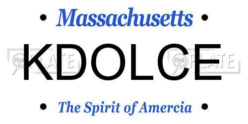 KDOLCE Massachusetts License Plate