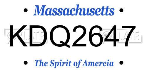 KDQ2647 Massachusetts License Plate