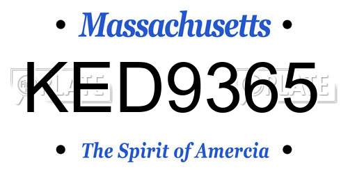 KED9365 Massachusetts License Plate