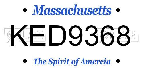 KED9368 Massachusetts License Plate