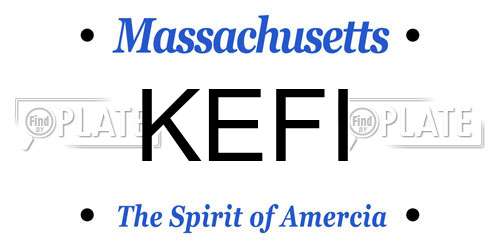 KEFI Massachusetts License Plate
