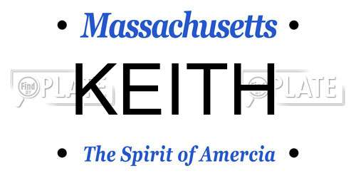 KEITH Massachusetts License Plate