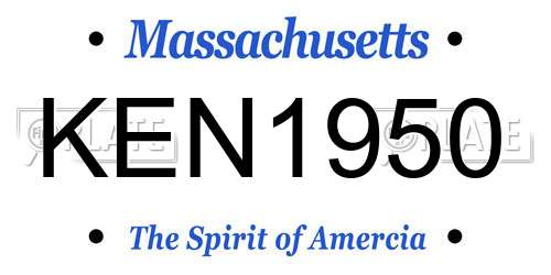 KEN1950 Massachusetts License Plate