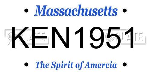 KEN1951 Massachusetts License Plate