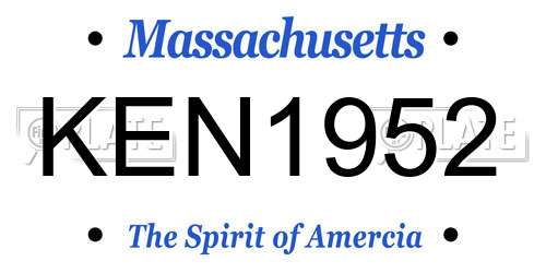 KEN1952 Massachusetts License Plate
