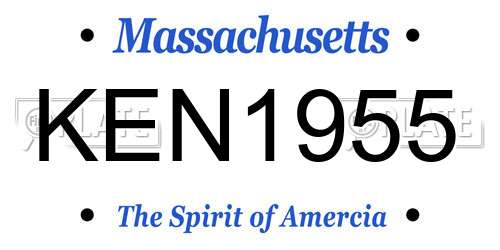 KEN1955 Massachusetts License Plate