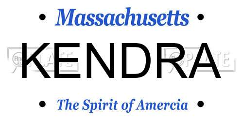 KENDRA Massachusetts License Plate