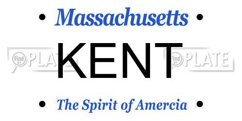 KENT Massachusetts License Plate