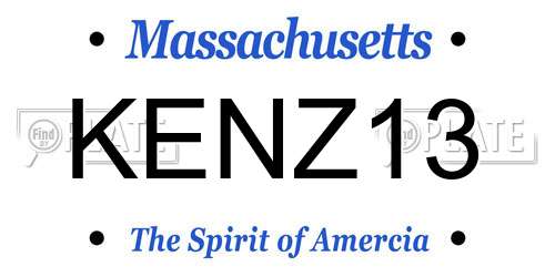 KENZ13 Massachusetts License Plate
