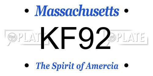 KF92 Massachusetts License Plate