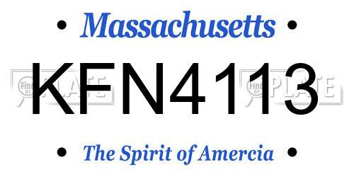 KFN4113 Massachusetts License Plate