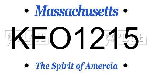 KFO1215 Massachusetts License Plate