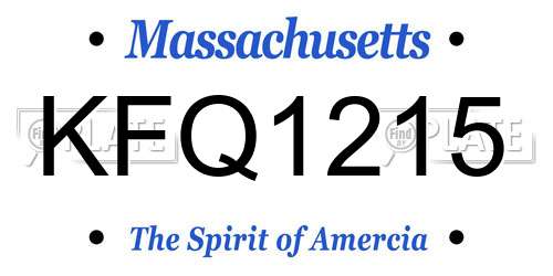 KFQ1215 Massachusetts License Plate