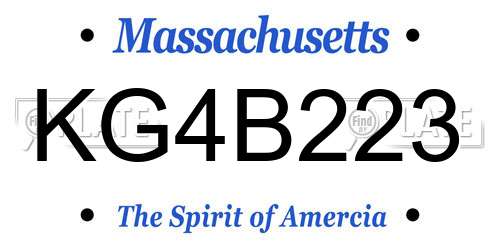 KG4B223 Massachusetts License Plate